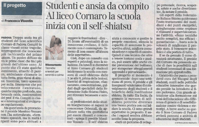 Self Shiatsu a scuola